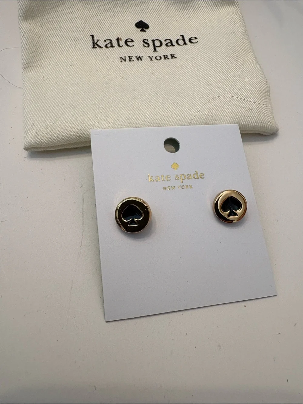 kate spade Gold and Black Spade Circle Stud Earrings